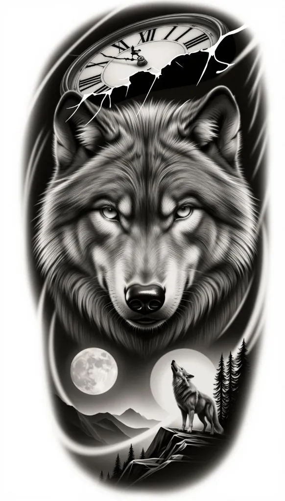 Wolf and Moon